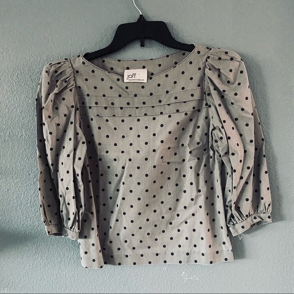 vintage JAFF by CAROL ANDERSON gray polkadot top - Picture 5 of 8